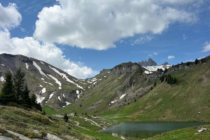 Alpine escape: mountain hut and hidden lake