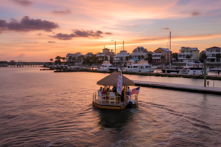 Carolina Beach Private Sunset Cruise in a Tiki Bar