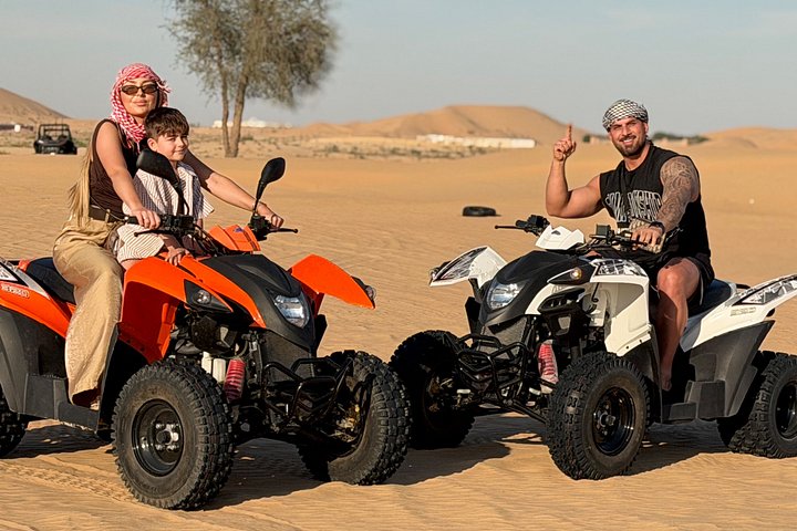 Desert Safari Abu Dhabi with Quad Bike, BBQ Dinner & Camel Ride