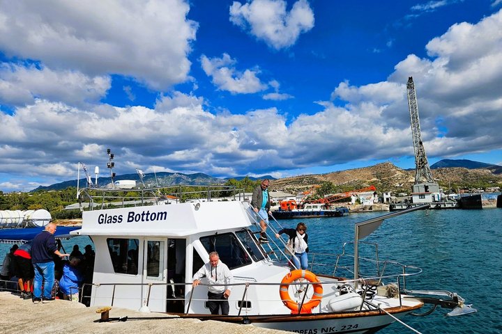 Corinth Canal & Saronic Gulf GlassBottom Cruise: 4h Swim & Buffet