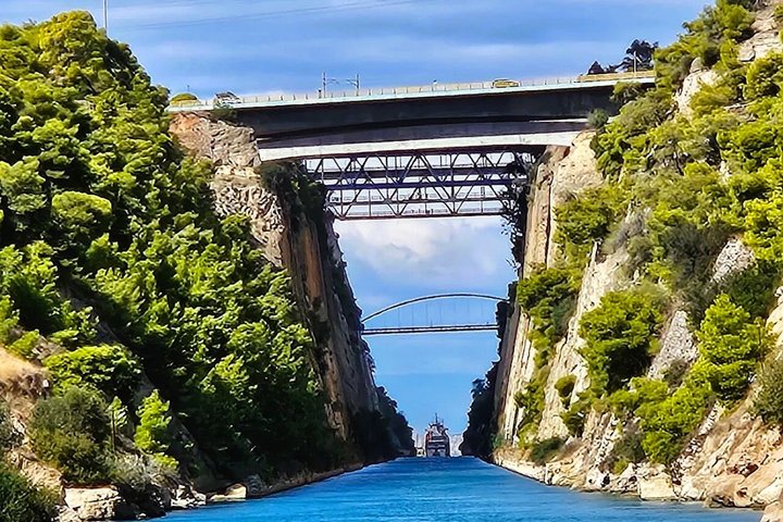 Corinth Canal & Saronic Gulf GlassBottom Cruise: 4h Swim & Buffet