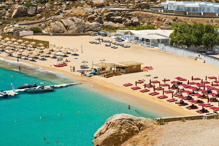 Mykonos Catamaran Sunset Cruise with Meal, Drinks & Transfer