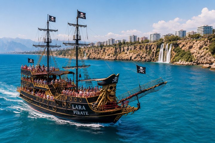 Antalya Lara Pirate Boat Trip w/Soft Drinks, Lunch & Pickup