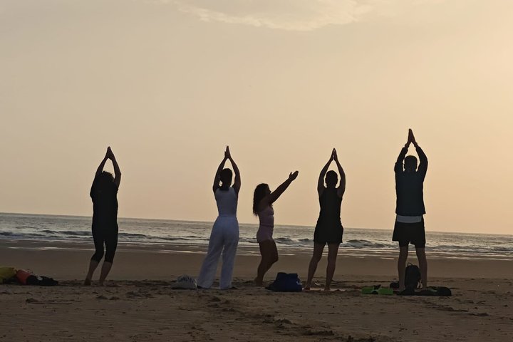 Yoga at sunrise and sunset on Berria Beach
