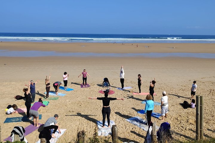 Yoga at sunrise and sunset on Berria Beach