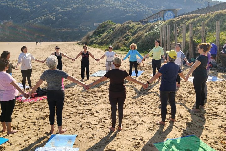 Yoga at sunrise and sunset on Berria Beach