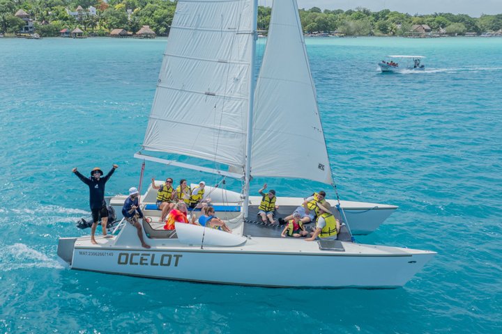 Private luxury sailing catamaran experience in Bacalar lagoon