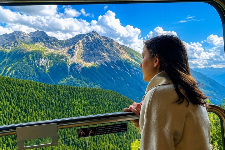 Swiss Alps Bernina Red Train and St.Moritz Tour from Milan