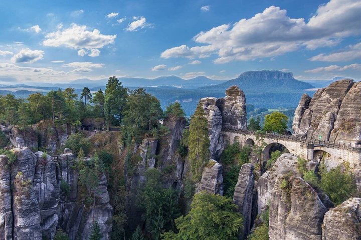 From Dresden: Bastei Bridge, Gorge Boat & Narnia Rocks Tour